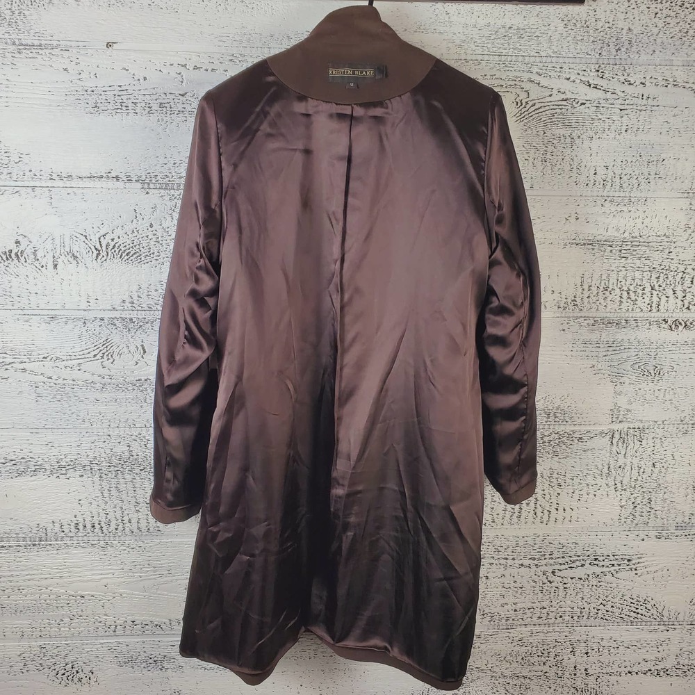 Kristen Blake Women Chocolate Lambswool Cashmere Blend Peacoat Long Coat Size 12 - Picture 12 of 14